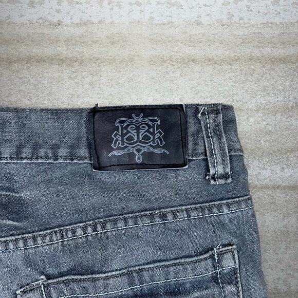 Vintage Y2K Skater Jeans 32x34 Straight Fit Grey Wash Denim Rap Style Art - Picture 4 of 5